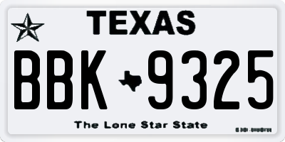 TX license plate BBK9325