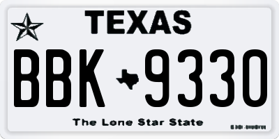 TX license plate BBK9330