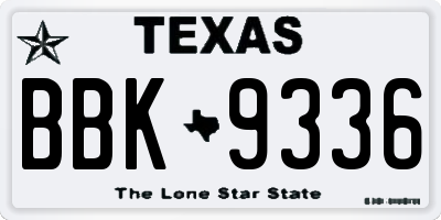 TX license plate BBK9336