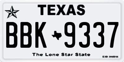 TX license plate BBK9337