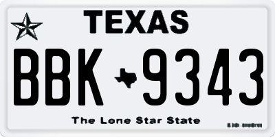 TX license plate BBK9343