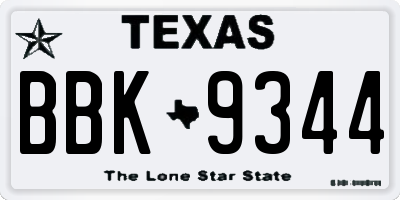 TX license plate BBK9344