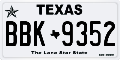 TX license plate BBK9352