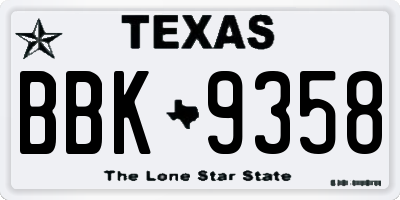 TX license plate BBK9358