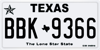 TX license plate BBK9366