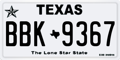 TX license plate BBK9367
