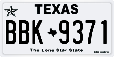 TX license plate BBK9371