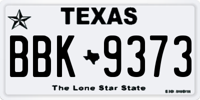 TX license plate BBK9373