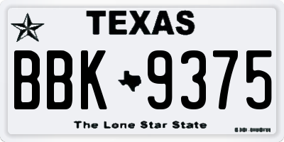 TX license plate BBK9375