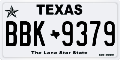 TX license plate BBK9379