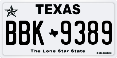 TX license plate BBK9389