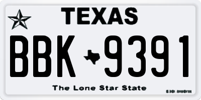 TX license plate BBK9391