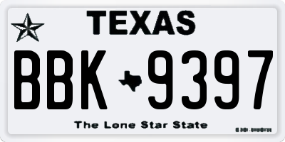TX license plate BBK9397