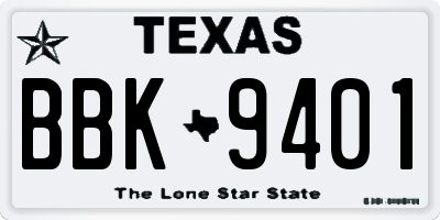 TX license plate BBK9401