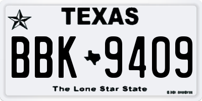 TX license plate BBK9409