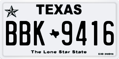 TX license plate BBK9416