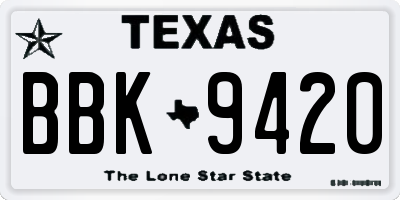 TX license plate BBK9420