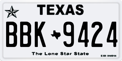 TX license plate BBK9424