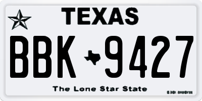 TX license plate BBK9427