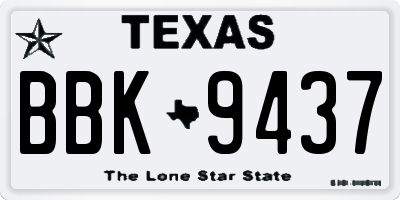 TX license plate BBK9437