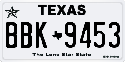 TX license plate BBK9453