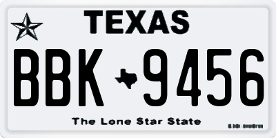 TX license plate BBK9456