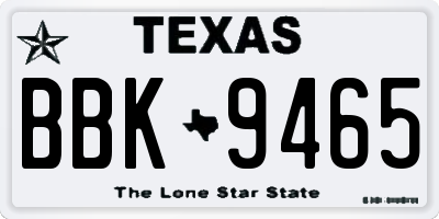 TX license plate BBK9465