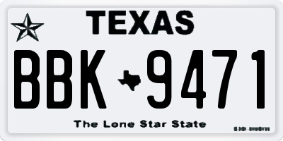 TX license plate BBK9471