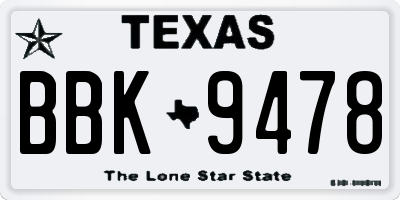 TX license plate BBK9478