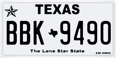 TX license plate BBK9490