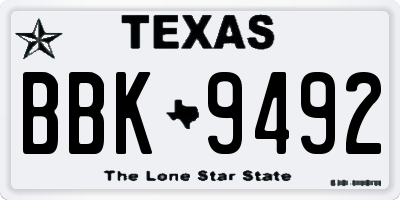 TX license plate BBK9492