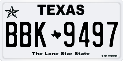 TX license plate BBK9497