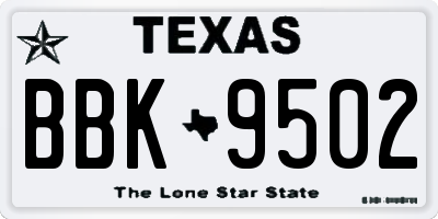 TX license plate BBK9502