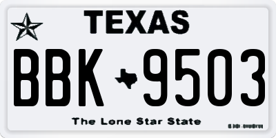 TX license plate BBK9503