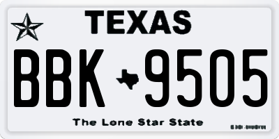 TX license plate BBK9505