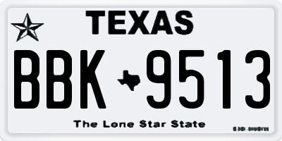 TX license plate BBK9513