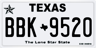 TX license plate BBK9520