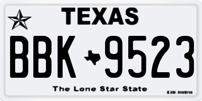 TX license plate BBK9523