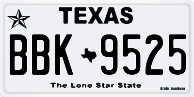 TX license plate BBK9525