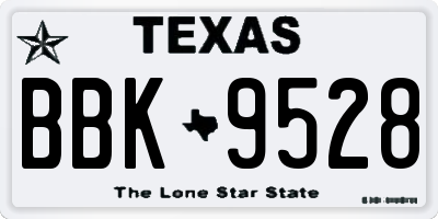 TX license plate BBK9528