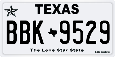 TX license plate BBK9529