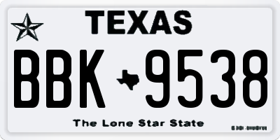 TX license plate BBK9538