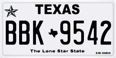 TX license plate BBK9542