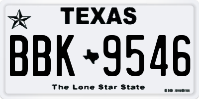 TX license plate BBK9546