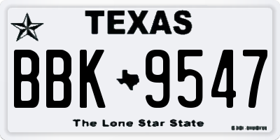 TX license plate BBK9547