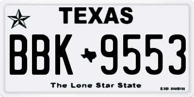 TX license plate BBK9553