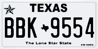 TX license plate BBK9554