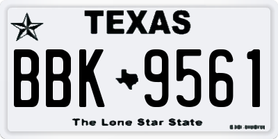 TX license plate BBK9561