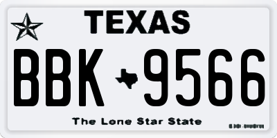 TX license plate BBK9566