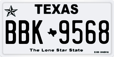 TX license plate BBK9568
